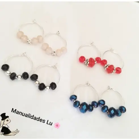 Argollas plateadas preformadas con cristales. p63N — imagen 3