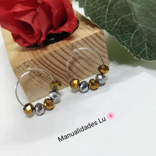 Argollas plateadas preformadas con cristales. p63N — imagen 1
