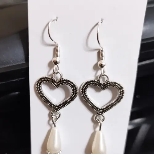 Aretes corazón perla. p53N — imagen 1