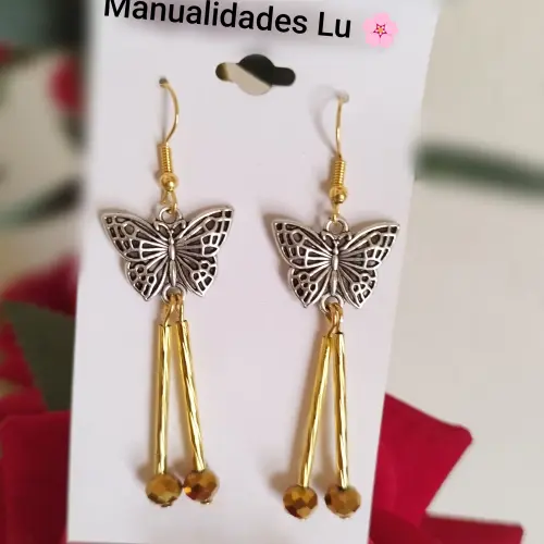 Aretes mariposa largos.'s photo #1