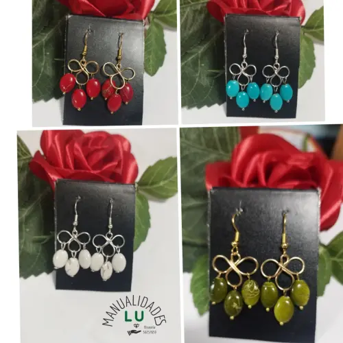 Aretes flor de lis con colgantes. #49A — imagen 1
