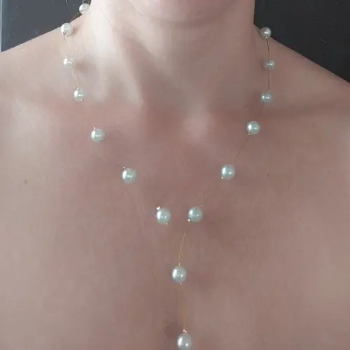 Collar de perlas flotantes con alambre acerado. p51N's photo #1