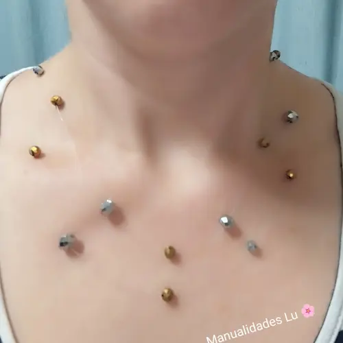 Collar de perlas flotantes doble. p55N — imagen 2