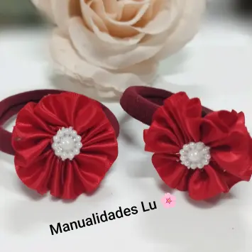 Par de felpas con flor liston de 1.5cm. #11A — imagen 1
