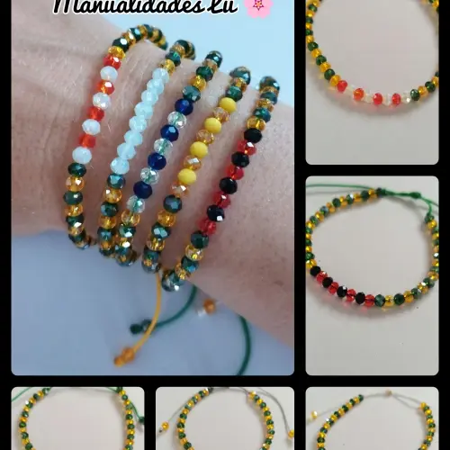 Pulsera con cristales verde y amarillo. #16A — imagen 1