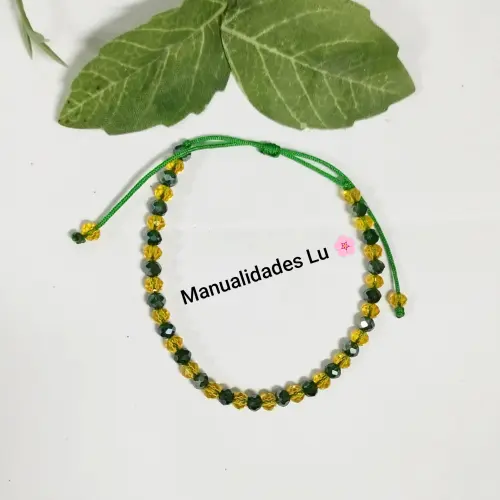 Pulsera con cristales verde y amarillo. #16A — imagen 2