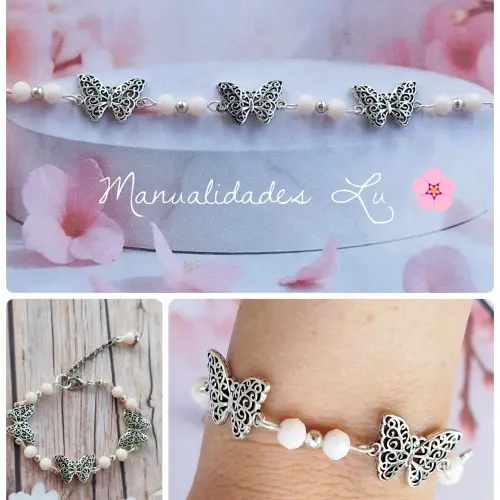 Pulsera de perlas y mariposas's photo #1