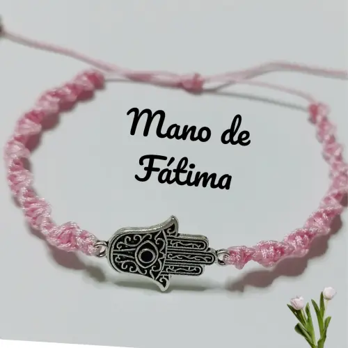 Pulsera macramé tejida mano de Fátima plana — imagen 1
