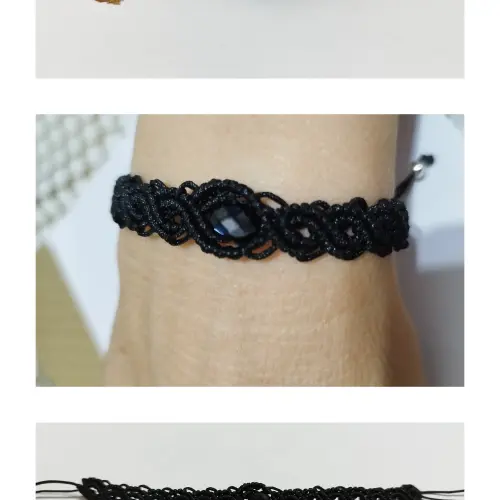 Pulsera macramé tejida con cristal en el centro. p1N — imagen 1