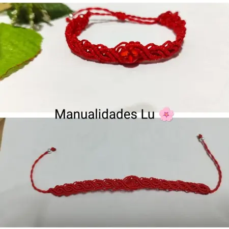 Pulsera macramé tejida con cristal en el centro. p1N — imagen 2