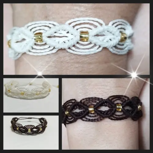 Pulsera macramé tejida de rombos y arcos. p18N — imagen 1