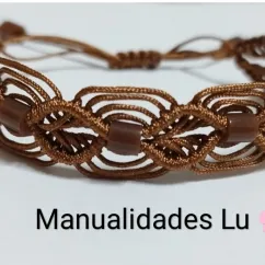 Pulsera macramé tejida de rombos y arcos. p18N — imagen 4