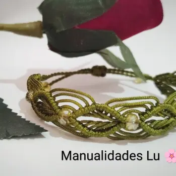 Pulsera macramé tejida de rombos y arcos. p18N — imagen 5
