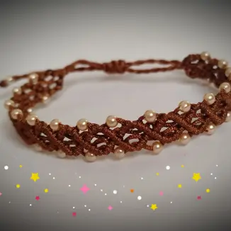 Pulsera macramé tejida en forma de rombos. p68B — imagen 1
