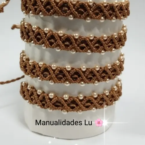 Pulsera macramé tejida en forma de rombos. p68B — imagen 2