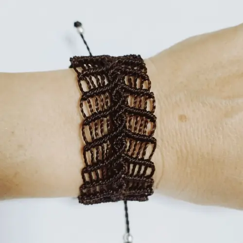 Pulsera macramé ancha en forma de espina. p32N — imagen 1