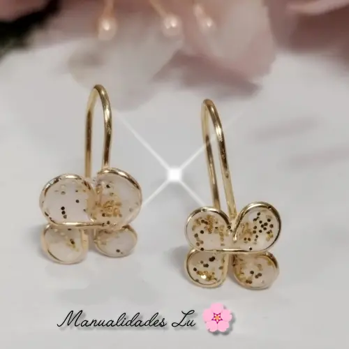 Par de aretes mariposa rellena. #81A — imagen 4