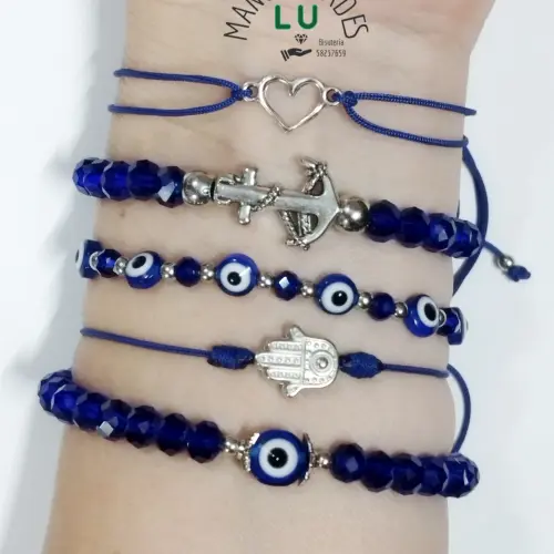 Pulsos azul rey con ojo turco y cristales swaroski — imagen 1