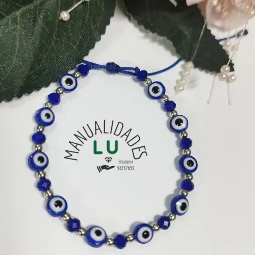 Pulsos azul rey con ojo turco y cristales swaroski — imagen 3