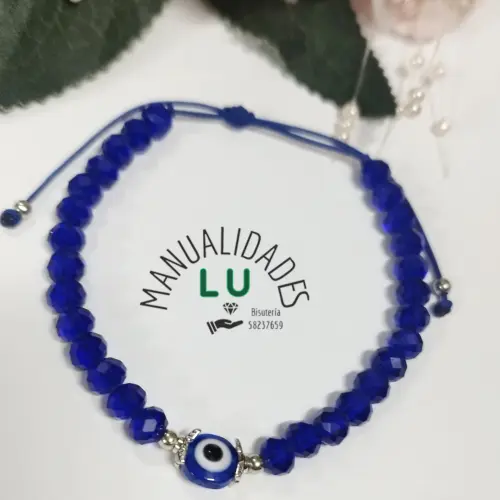 Pulsos azul rey con ojo turco y cristales swaroski — imagen 2