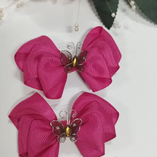 Par de lazos 3 capas con cinta 2.5 cm (#86A) — imagen 2