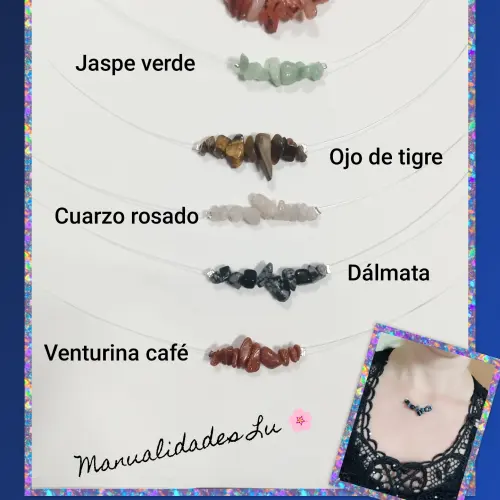 Collar invisible de chips semipreciosas. (#104A) — imagen 1