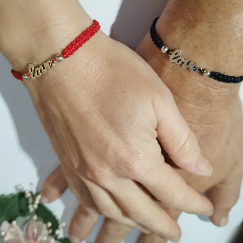 Pulsera macrame tejida con conector metálico para parejas's photo #1