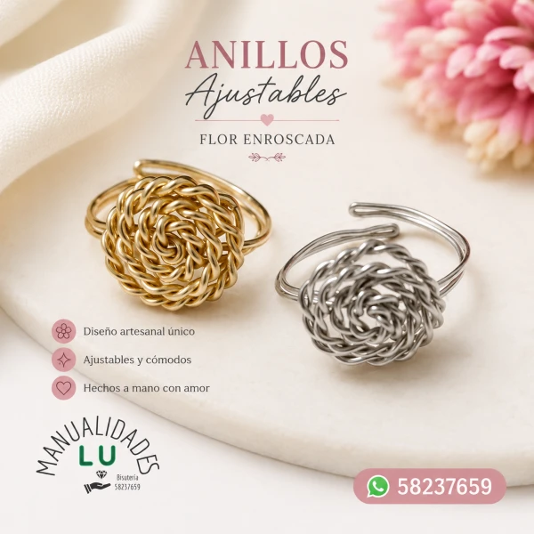 Anillo ajustable con forma de flor trenzada. p80N's foto | Manualidades Lu 🌸 |  BizneCubano