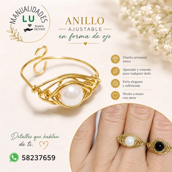 Anillo ajustable en forma de ojo. p82N's foto | Manualidades Lu 🌸 |  BizneCubano