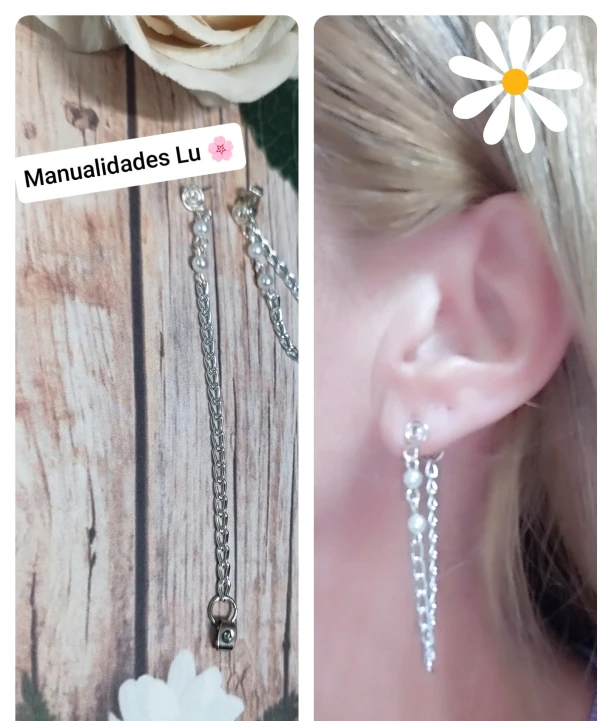 Arete de alambre con cadena unida al cierre. #33A's foto | Manualidades Lu 🌸 |  BizneCubano