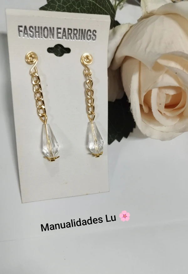 Aretes de alambre de cobre con cadena y gota.p54N's foto | Manualidades Lu 🌸 |  BizneCubano