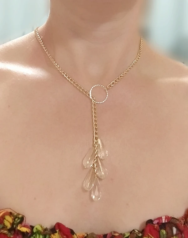 Cadena con aro de oro goldfilled y gotas de cristal's foto | Manualidades Lu 🌸 |  BizneCubano