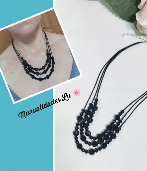 Collar cordón negro triple's foto | Manualidades Lu 🌸 |  BizneCubano