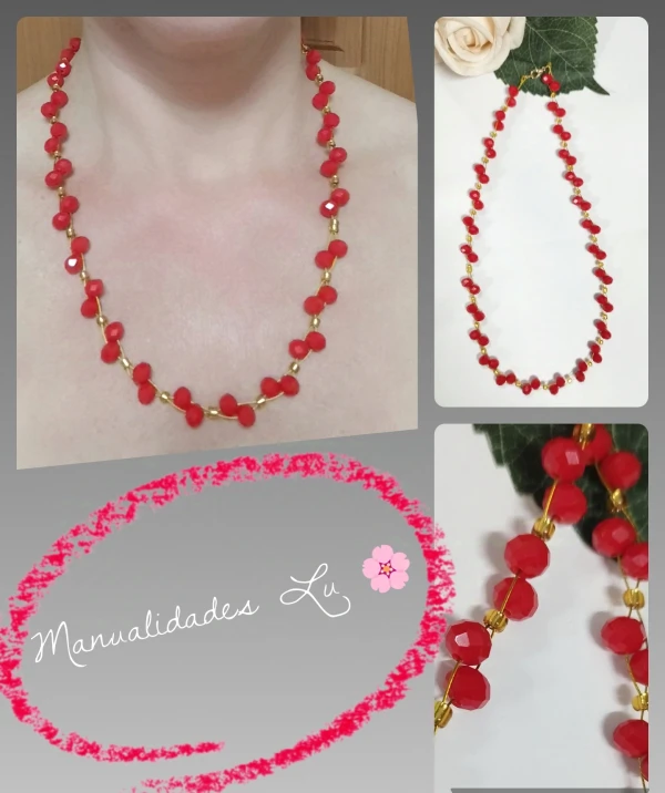 Collar de cristales rojos y alambre acerado. #20A's foto | Manualidades Lu 🌸 |  BizneCubano