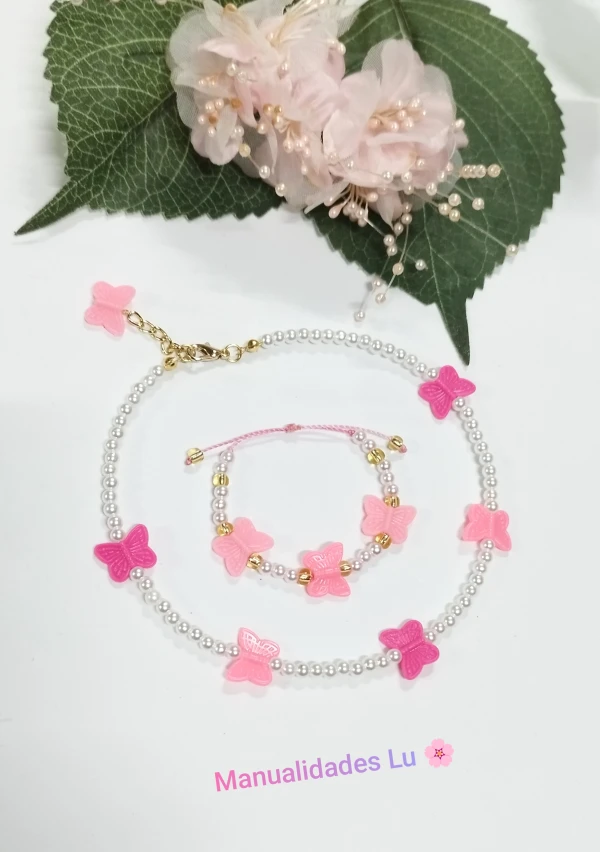 Juego de collar y pulso de perlas con mariposas's foto | Manualidades Lu 🌸 |  BizneCubano