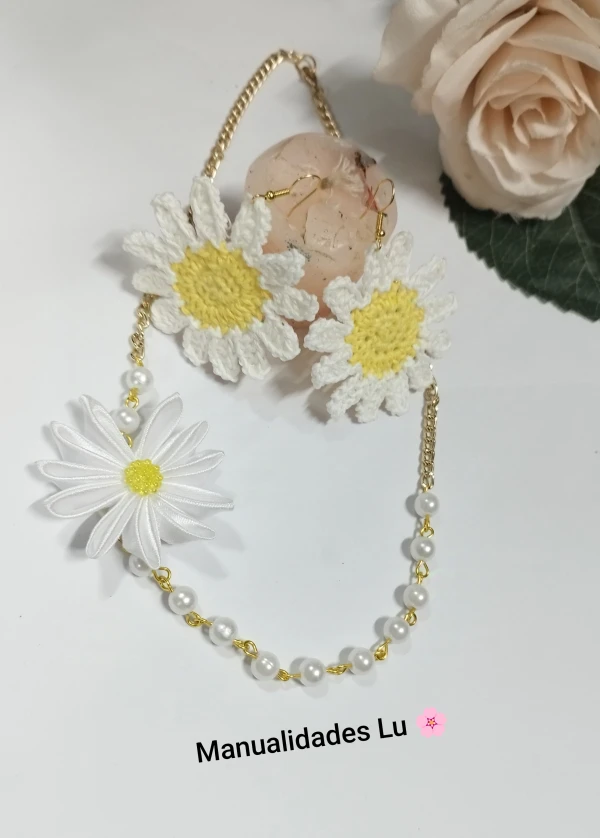 Juego de cadena y aretes flor de margarita's foto | Manualidades Lu 🌸 |  BizneCubano