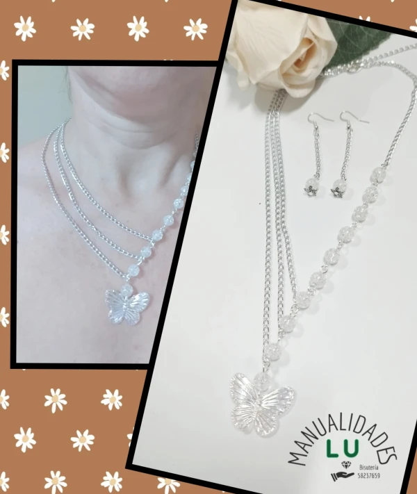 Juego de cadena y aretes con mariposa's foto | Manualidades Lu 🌸 |  BizneCubano