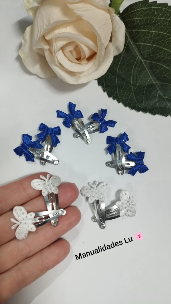 Par de hebillas tic tac mini con mariposas y lazos's foto | Manualidades Lu 🌸 |  BizneCubano