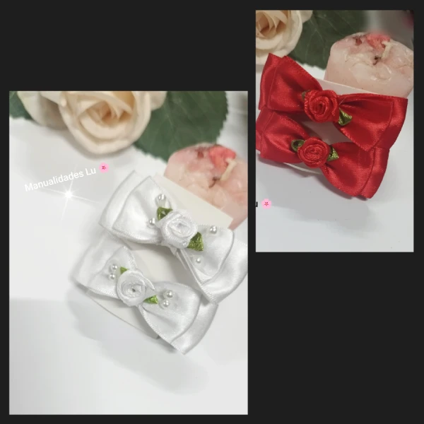 Par de hebillas con lazos y flor's foto | Manualidades Lu 🌸 |  BizneCubano