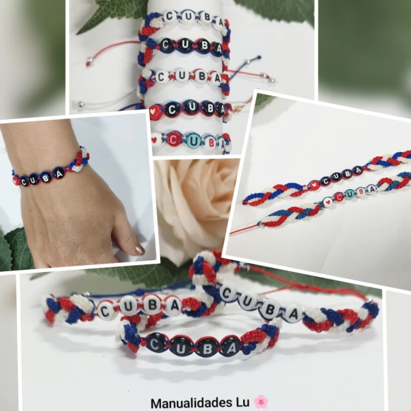 Pulsera macramé tejida en forma de trenza con letras. p7N's foto | Manualidades Lu 🌸 |  BizneCubano