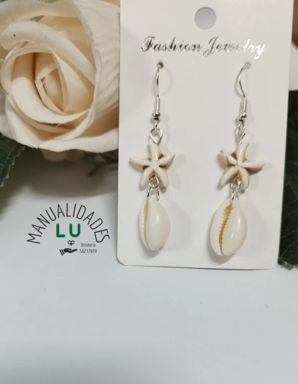 Par de aretes con caracol y estrella turquesa. #71A's foto | Manualidades Lu 🌸 |  BizneCubano