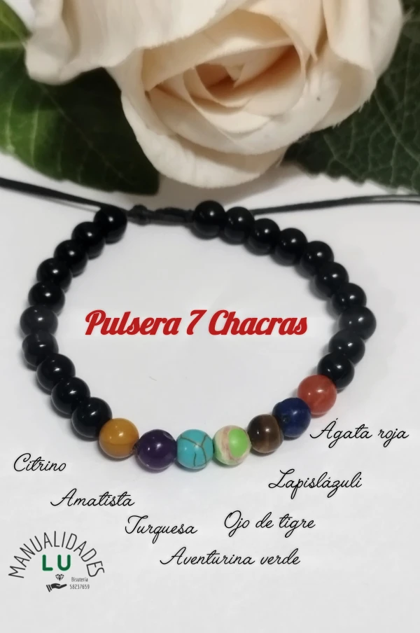 Pulsera 7 Chacras combinada con Ónix negro. #85A's foto | Manualidades Lu 🌸 |  BizneCubano