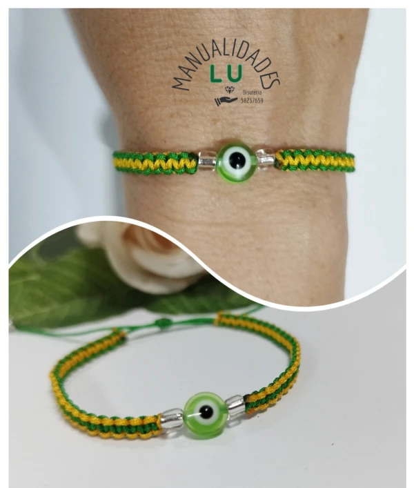 Pulsera macramé tejida bicolor reversible con ojo turco's foto | Manualidades Lu 🌸 |  BizneCubano