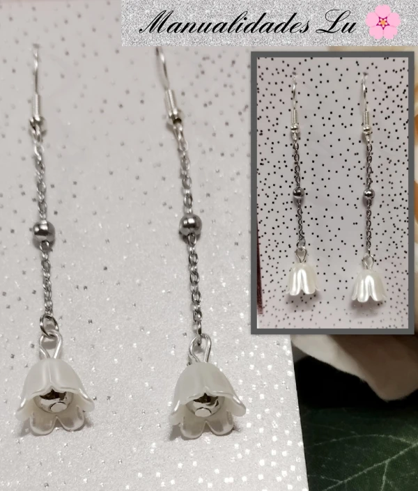 Par de aretes largos de acero inoxidable con campana. #83 A's foto | Manualidades Lu 🌸 |  BizneCubano