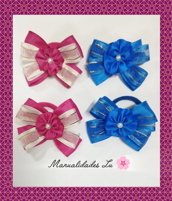 Par de lazos con flor plisada. #71A's foto | Manualidades Lu 🌸 |  BizneCubano