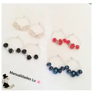 Argollas plateadas preformadas con cristales. p63N miniatura 3