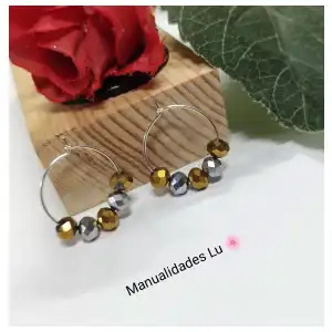 Argollas plateadas preformadas con cristales. p63N miniatura 1