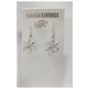 Aretes largos con flor de alambre de cobre en aros. #63N miniatura 1