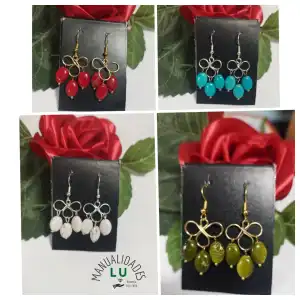 Aretes flor de lis con colgantes. #49A miniatura 1