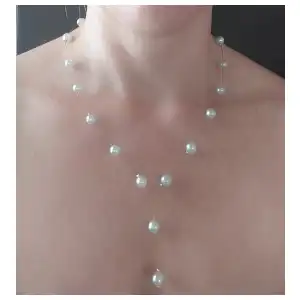 Collar de perlas flotantes con alambre acerado. p51N miniatura 1